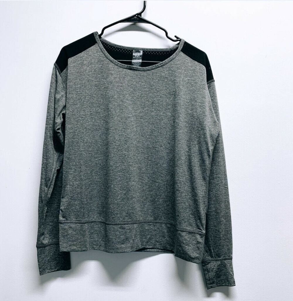 c9 by Champion Women Black Gray t Shirt Long Sleeve sz small Crew neck